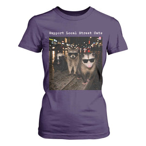 Support Local Street Cats T Shirt For Women Funny Raccoon Skunk Possum Animal Meme