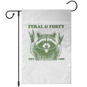 Raccoon 40th Birthday Garden Flag Funny Feral And Forty Vintage 1986 40 Year Old Gift