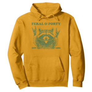 Raccoon 40th Birthday Hoodie Funny Feral And Forty Vintage 1986 40 Year Old Gift