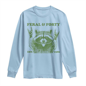 Raccoon 40th Birthday Long Sleeve Shirt Funny Feral And Forty Vintage 1986 40 Year Old Gift