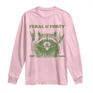 Raccoon 40th Birthday Long Sleeve Shirt Funny Feral And Forty Vintage 1986 40 Year Old Gift