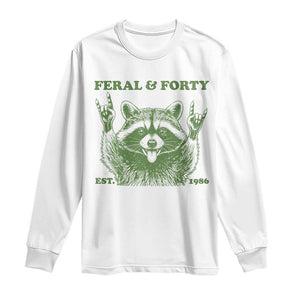 Raccoon 40th Birthday Long Sleeve Shirt Funny Feral And Forty Vintage 1986 40 Year Old Gift