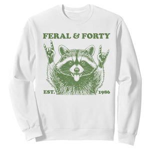 Raccoon 40th Birthday Sweatshirt Funny Feral And Forty Vintage 1986 40 Year Old Gift