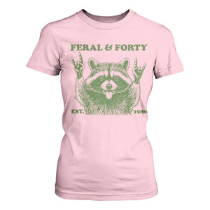 Raccoon 40th Birthday T Shirt For Women Funny Feral And Forty Vintage 1986 40 Year Old Gift TS10 Light Pink Print Your Wear