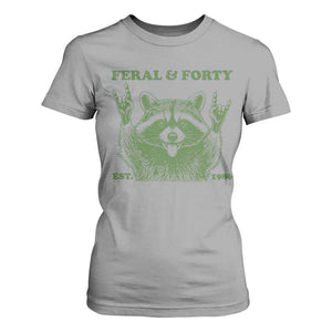 Raccoon 40th Birthday T Shirt For Women Funny Feral And Forty Vintage 1986 40 Year Old Gift TS10 Sport Gray Print Your Wear