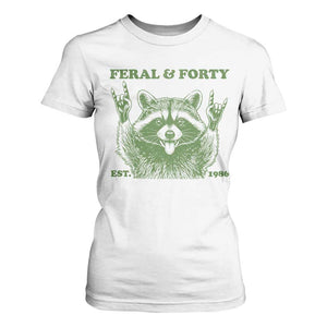 Raccoon 40th Birthday T Shirt For Women Funny Feral And Forty Vintage 1986 40 Year Old Gift TS10 White Print Your Wear