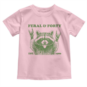 Raccoon 40th Birthday Toddler T Shirt Funny Feral And Forty Vintage 1986 40 Year Old Gift