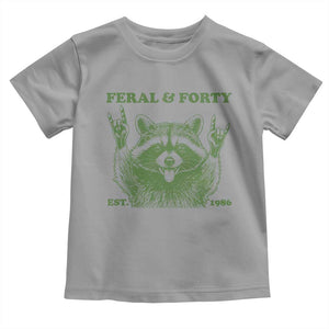 Raccoon 40th Birthday Toddler T Shirt Funny Feral And Forty Vintage 1986 40 Year Old Gift