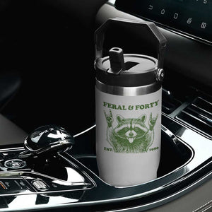 Raccoon 40th Birthday Flip Straw Tumbler Funny Feral And Forty Vintage 1986 40 Year Old Gift TS10 Print Your Wear