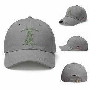 Funny Raccoon Meme Baseball Cap Sometimes When I Close My Eyes I Cant See Vintage Trash Panda