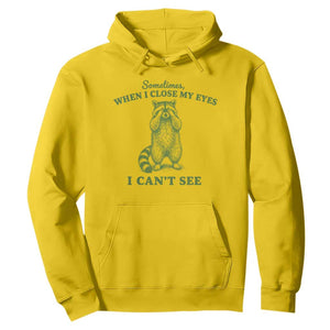 Funny Raccoon Meme Hoodie Sometimes When I Close My Eyes I Cant See Vintage Trash Panda