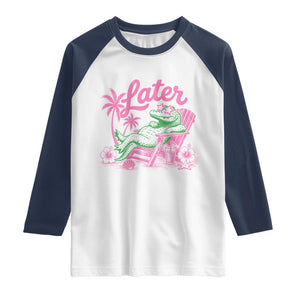 Later Gator Funny Alligator Meme Raglan Shirt Last Day of School Summer Vacation Teachers Kids