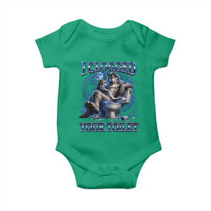 I Clogged Your Toilet Alpha Wolf Meme Baby Onesie Funny Unhinged Stupid Brainrot