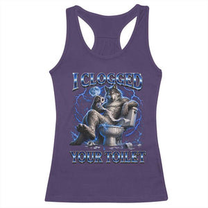 I Clogged Your Toilet Alpha Wolf Meme Racerback Tank Top Funny Unhinged Stupid Brainrot