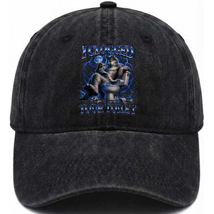 I Clogged Your Toilet Alpha Wolf Meme Washed Cotton Baseball Cap Funny Unhinged Stupid Brainrot