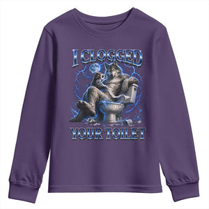 I Clogged Your Toilet Alpha Wolf Meme Youth Sweatshirt Funny Unhinged Stupid Brainrot