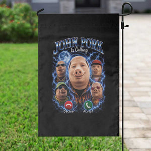 John Pork Calling Garden Flag Funny Answer Call Phone Brainrot Meme Vintage Bootleg Graphic