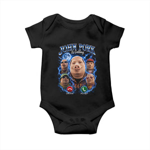 John Pork Calling Baby Onesie Funny Answer Call Phone Brainrot Meme Vintage Bootleg Graphic