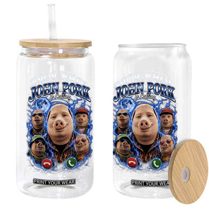 John Pork Calling Glass Can Funny Answer Call Phone Brainrot Meme Vintage Bootleg Graphic