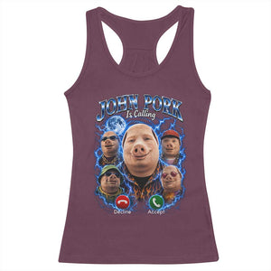 John Pork Calling Racerback Tank Top Funny Answer Call Phone Brainrot Meme Vintage Bootleg Graphic