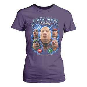 John Pork Calling T Shirt For Women Funny Answer Call Phone Brainrot Meme Vintage Bootleg Graphic