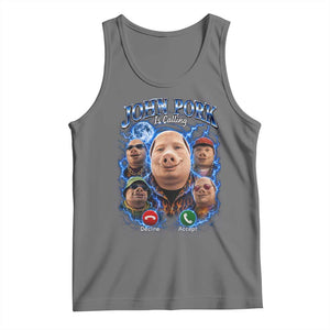 John Pork Calling Tank Top Funny Answer Call Phone Brainrot Meme Vintage Bootleg Graphic