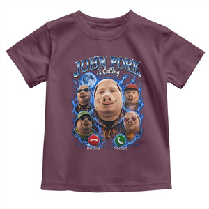 John Pork Calling Toddler T Shirt Funny Answer Call Phone Brainrot Meme Vintage Bootleg Graphic