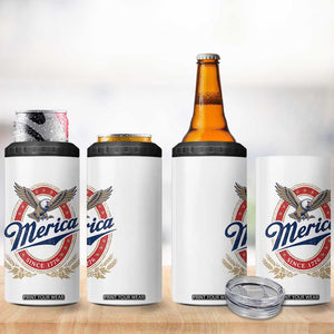 Retro Merica Eagle Funny 4th Of July 4 in 1 Can Cooler Tumbler Vintage Independence Day 1776