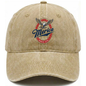 Retro Merica Eagle Funny 4th Of July Washed Cotton Baseball Cap Vintage Independence Day 1776