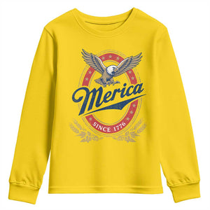 Retro Merica Eagle Funny 4th Of July Youth Sweatshirt Vintage Independence Day 1776
