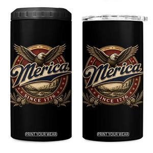 Retro Merica Eagle 4th Of July 4 in 1 Can Cooler Tumbler Vintage 1776 Independence Day