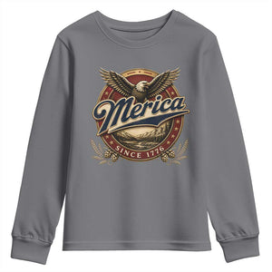Retro Merica Eagle 4th Of July Youth Sweatshirt Vintage 1776 Independence Day