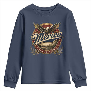 Retro Merica Eagle 4th Of July Youth Sweatshirt Vintage 1776 Independence Day