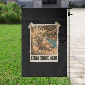 Funny Raccoon Feral Since 1936 90th Birthday Garden Flag Vintage 90 Year Old Gift