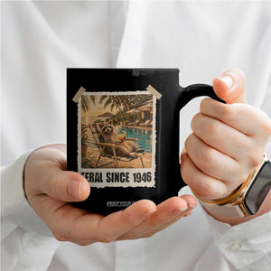 Funny Raccoon Feral Since 1946 80th Birthday Coffee Mug Vintage 80 Year Old Gift
