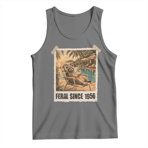 Funny Raccoon Feral Since 1956 70th Birthday Tank Top Vintage 70 Year Old Gift