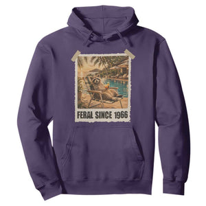 Funny Raccoon Feral Since 1966 60th Birthday Hoodie Vintage 60 Year Old Gift
