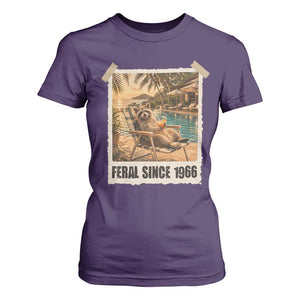 Funny Raccoon Feral Since 1966 60th Birthday T Shirt For Women Vintage 60 Year Old Gift