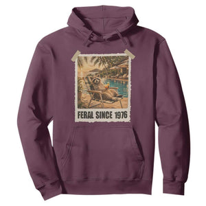 Funny Raccoon Feral Since 1976 50th Birthday Hoodie Vintage 50 Year Old Gift