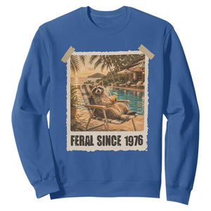 Funny Raccoon Feral Since 1976 50th Birthday Sweatshirt Vintage 50 Year Old Gift