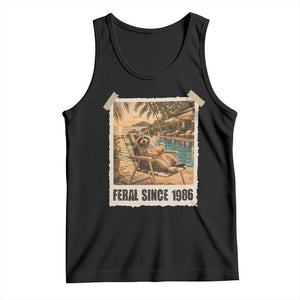 Funny Raccoon Feral Since 1986 40th Birthday Tank Top Vintage 40 Year Old Gift
