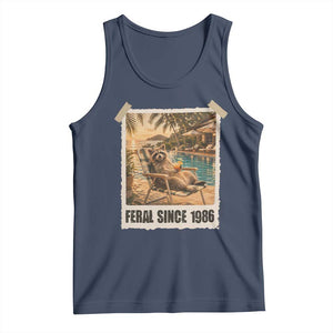Funny Raccoon Feral Since 1986 40th Birthday Tank Top Vintage 40 Year Old Gift
