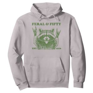Raccoon 50th Birthday Hoodie Funny Feral And Fifty Vintage 1976 50 Year Old Gift