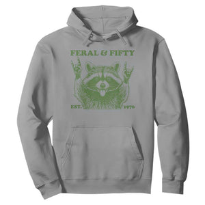 Raccoon 50th Birthday Hoodie Funny Feral And Fifty Vintage 1976 50 Year Old Gift