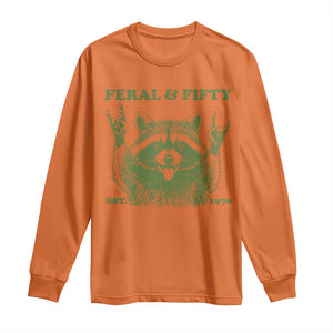 Raccoon 50th Birthday Long Sleeve Shirt Funny Feral And Fifty Vintage 1976 50 Year Old Gift