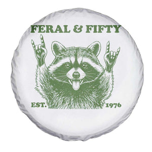 Raccoon 50th Birthday Spare Tire Cover Funny Feral And Fifty Vintage 1976 50 Year Old Gift TS10 Print Your Wear