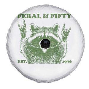 Raccoon 50th Birthday Spare Tire Cover Funny Feral And Fifty Vintage 1976 50 Year Old Gift TS10 Print Your Wear