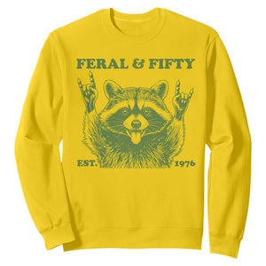 Raccoon 50th Birthday Sweatshirt Funny Feral And Fifty Vintage 1976 50 Year Old Gift