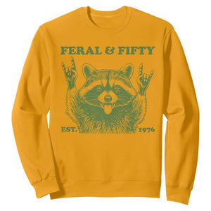 Raccoon 50th Birthday Sweatshirt Funny Feral And Fifty Vintage 1976 50 Year Old Gift