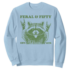 Raccoon 50th Birthday Sweatshirt Funny Feral And Fifty Vintage 1976 50 Year Old Gift